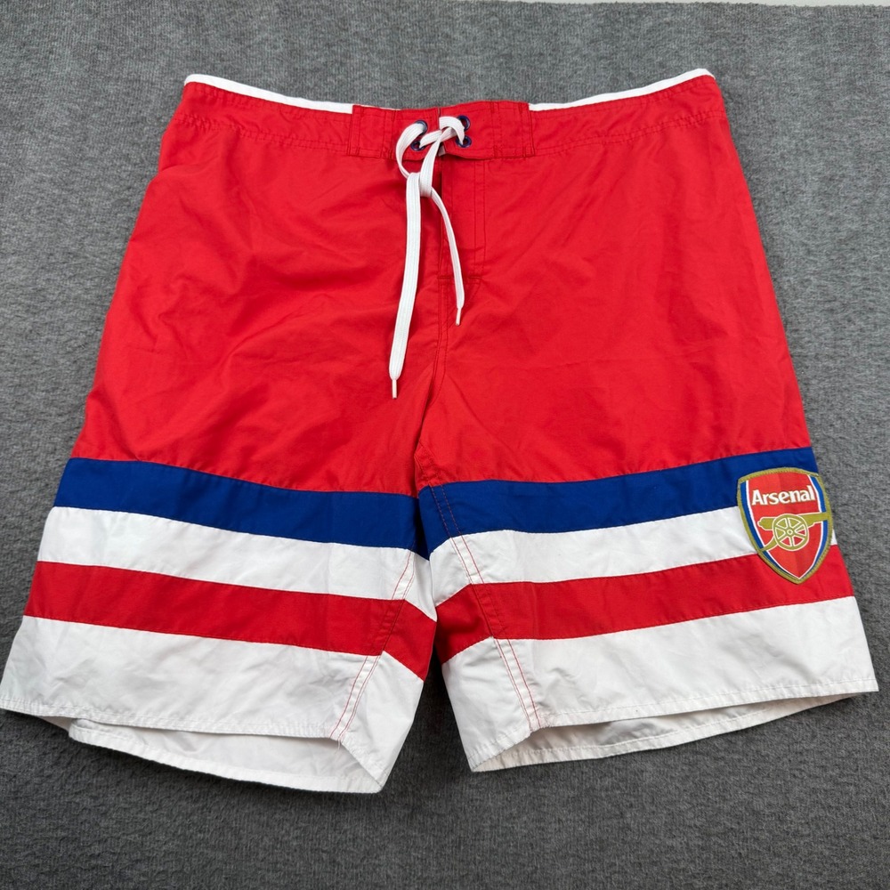 Arsenal Swim Trunks Men's 38 Red White Blue Colorblock Board Shorts 670484